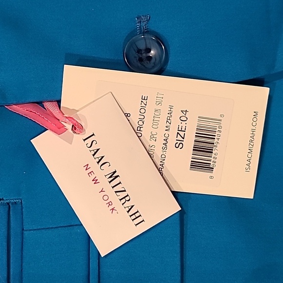 Isaac Mizrahi Stretch Cotton Blazer & Pants Suit in Colbalt Blue Size 4 - Picture 4 of 8
